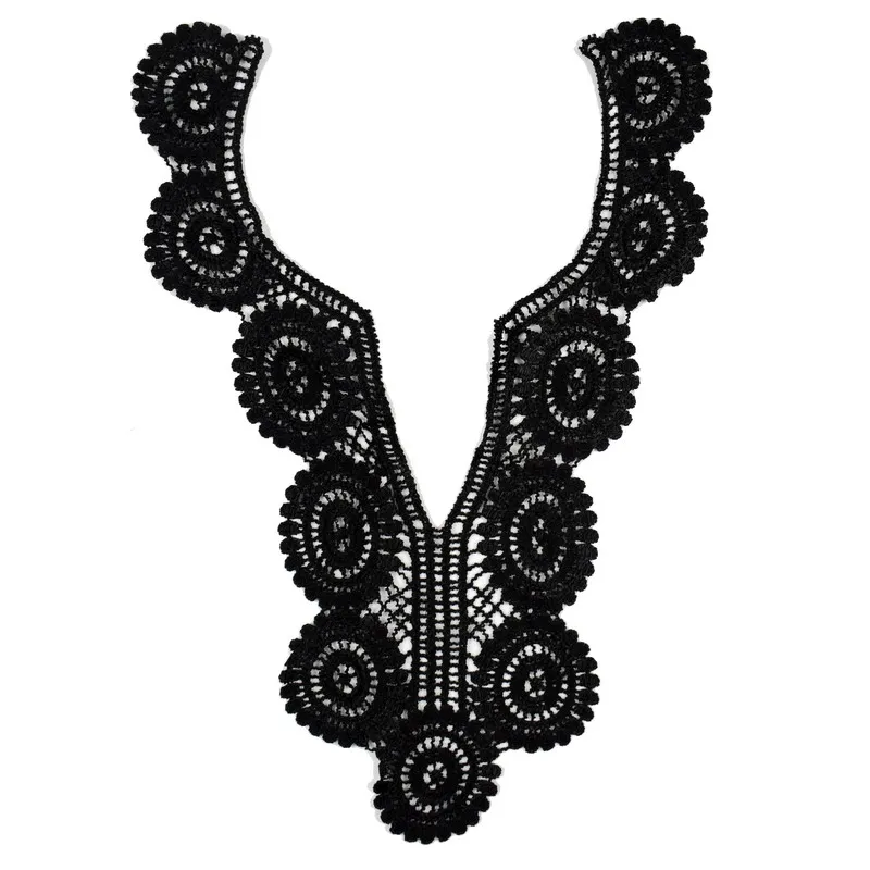 1 шт. Off белого и черного цвета с вышивкой красивое шипы ткань из кружевной ткани DIY