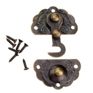 1Pc 44x34mm Antique Brass Iron Latch Decorative Jewelry Gift Wine Wooden Box Suitcase Case Hasp Latch Hook Vintage Hardware