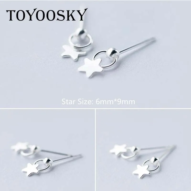 Женские серьги пусеты со звездочкой из стерлингового серебра 925 пробы для