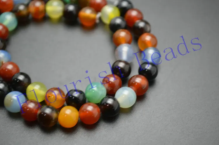 4mm~12mm Natural Mix Red Black Green Gray Color Agate Smooth Stone Round Loose Beads | Украшения и аксессуары
