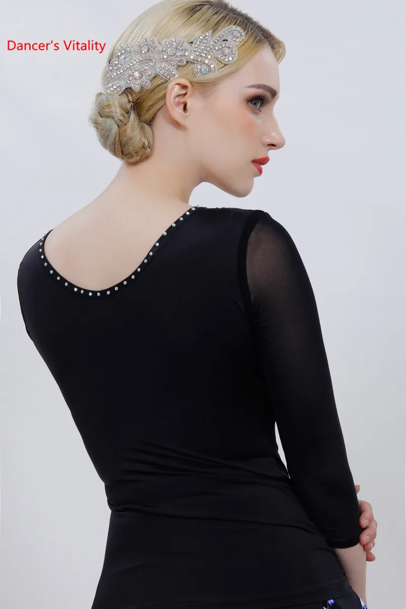 Ballroom Dance Tops 2019 New Sexy Gauze Sleeve Practice Dancing Shirt Female Adult Latin Waltz Stage Performance Clothes | Тематическая