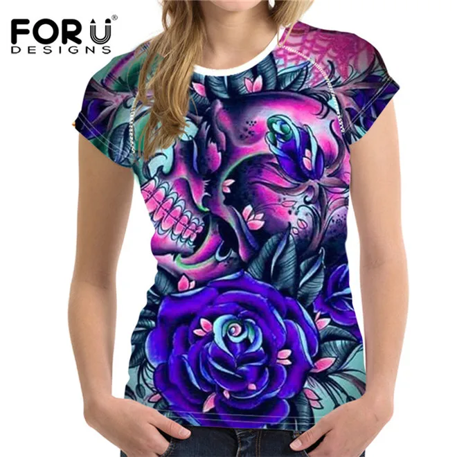 FORUDESIGNS/летние модные женские футболки, топы с 3D цветочным принтом, женская футболка, женская футболка, Vetement для дам, высокое качество - Цвет: YQ059BV