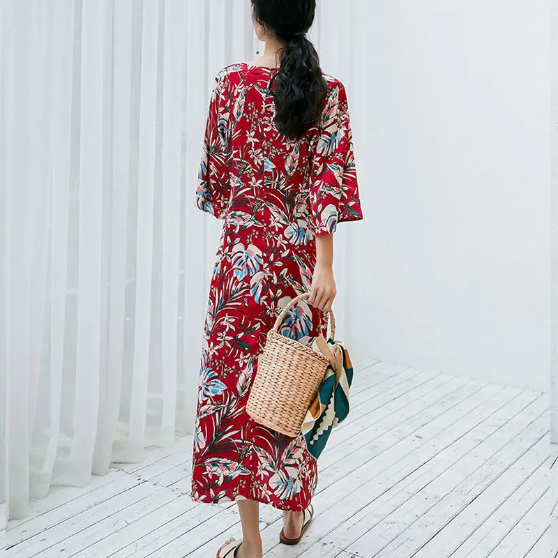 2019 Новая летняя модная женская винтажная одежда Японский Круглый вырез три