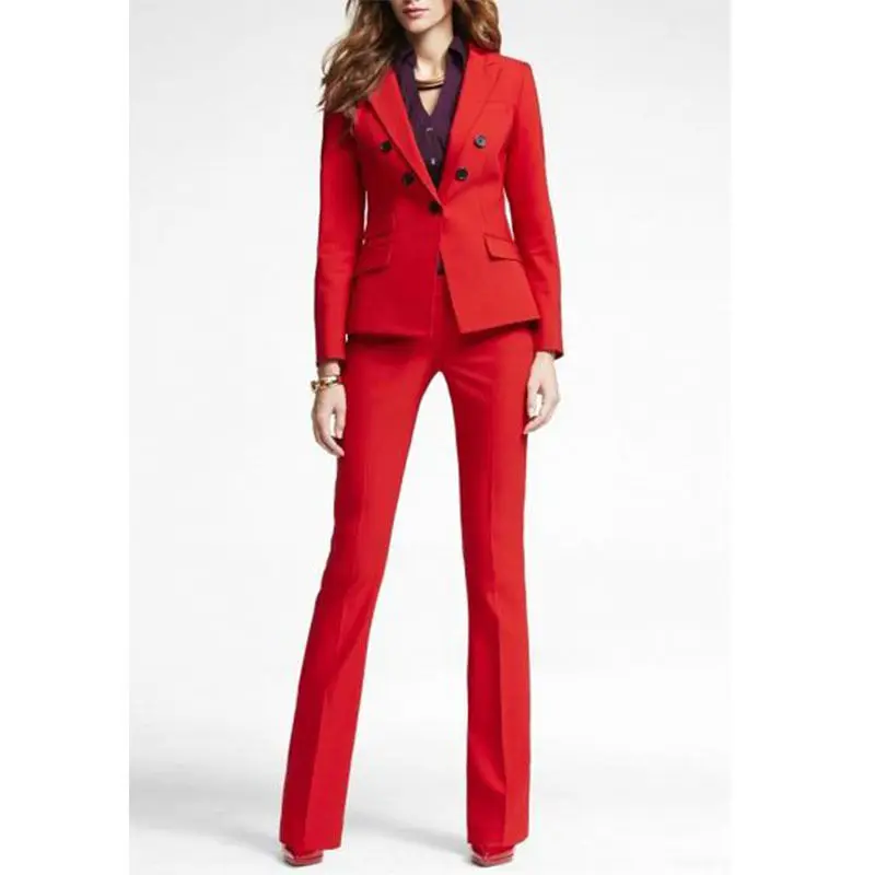 Новый Красный Модный женский костюм на заказ из двух предметов (пиджак + брюки)