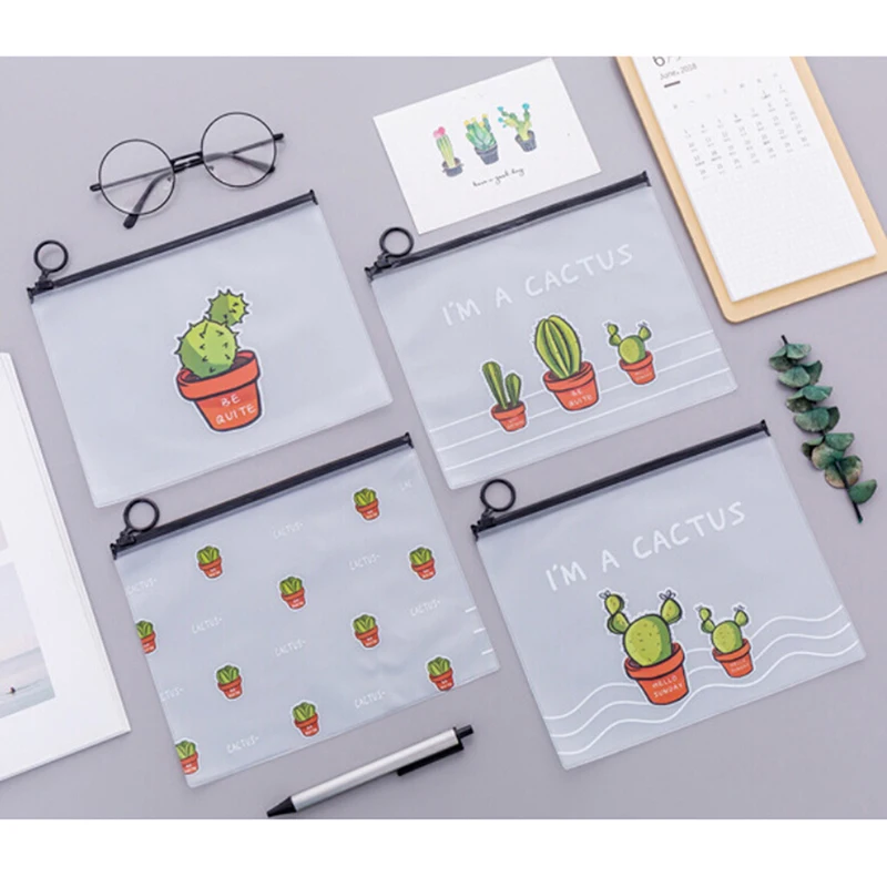 Peerless прозрачный милый кавайный чехол для карандаша сумка хранения Cactuses ручки