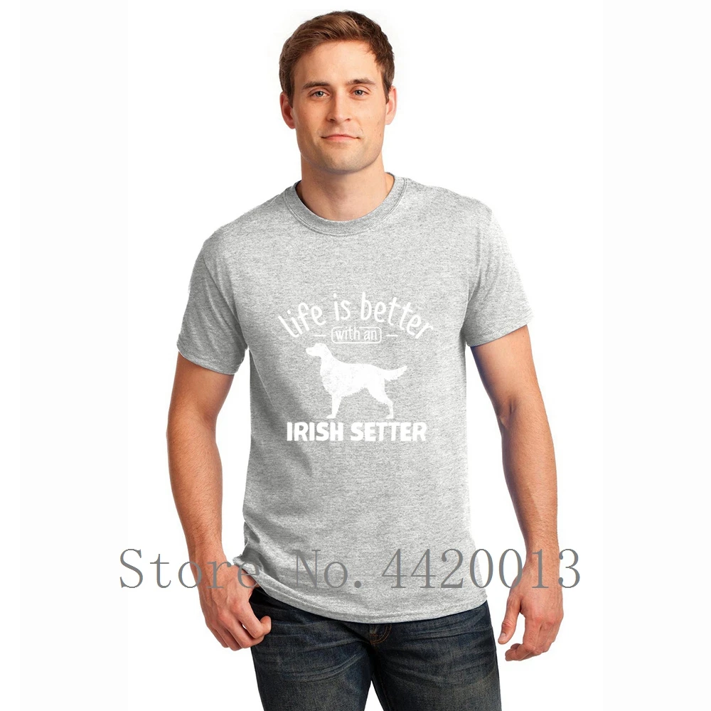 Knitted Short Sleeve size S-3xl irish setter dog owner cool gift idea gents Funny Casual Spring Family HipHop Top men tshirt | Мужская