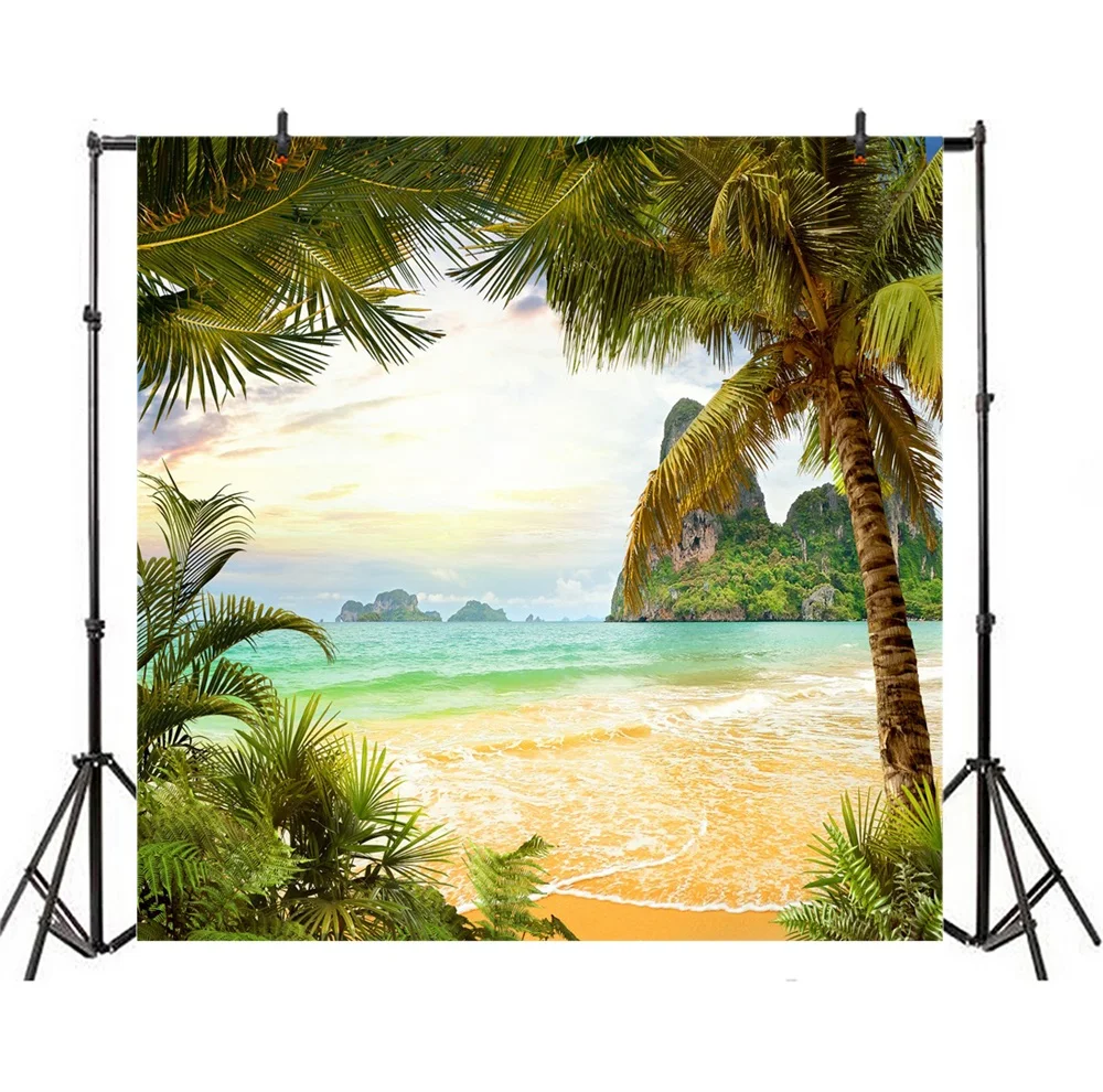 Летние тропические платья приморский пляж пальмы дерево небо облака фотографии