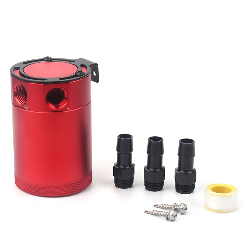 Red Dasbecan baffled Алюминий 3 порта Catch Can запасной Танк Универсальный - Цвет: Red
