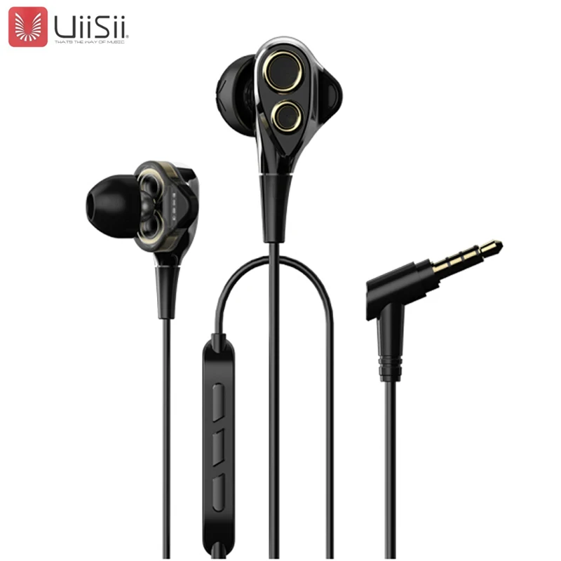 UiiSii BA T8 Hi Fi наушники вкладыши двойной Dynamaic Музыка с шумоподавлением проводные