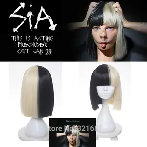 Высококачественный парик для косплея Sia Alive это акция, короткие прямые парики черного и светлого цвета для рождевечерние, волосы + парик