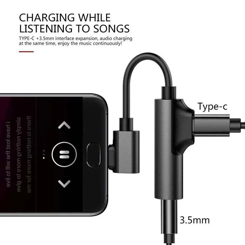 AHHROOU 2 в 1 USB C аудио кабель Тип до 3 5 мм разъем Aux Наушники вызова музыка зарядный