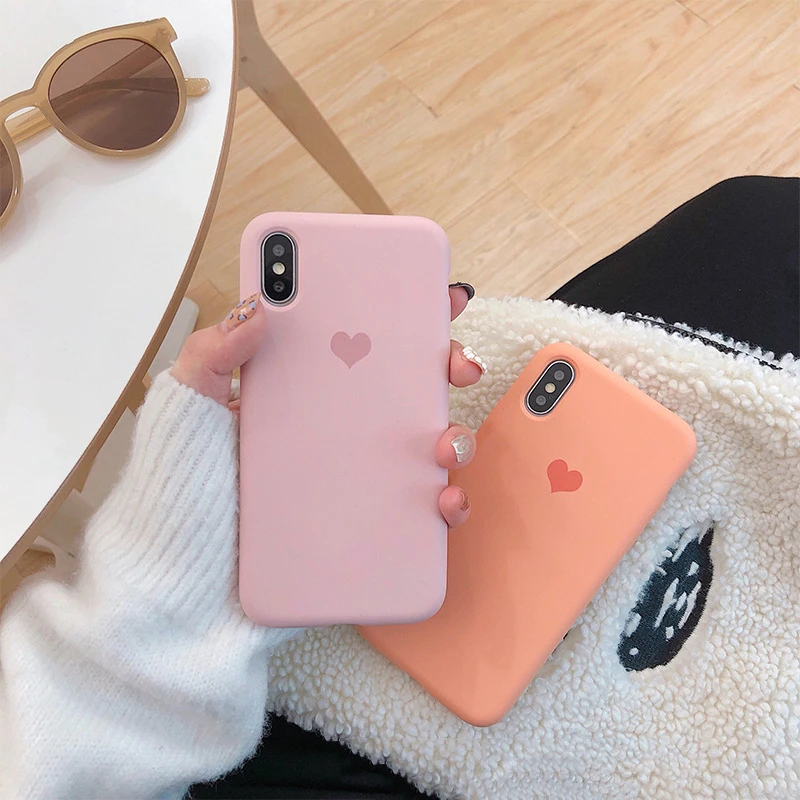 GlamPhoneCase простой однотонный чехол для телефона с сердечками iPhone X XS Max XR мягкий