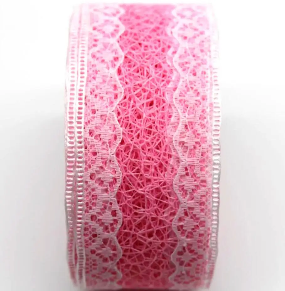 New 1-1/2 38mm lace ribbon 5y/10/20 yards DIY handmade material headdress bow Christmas wedding decoration Bud silk - Цвет: 6
