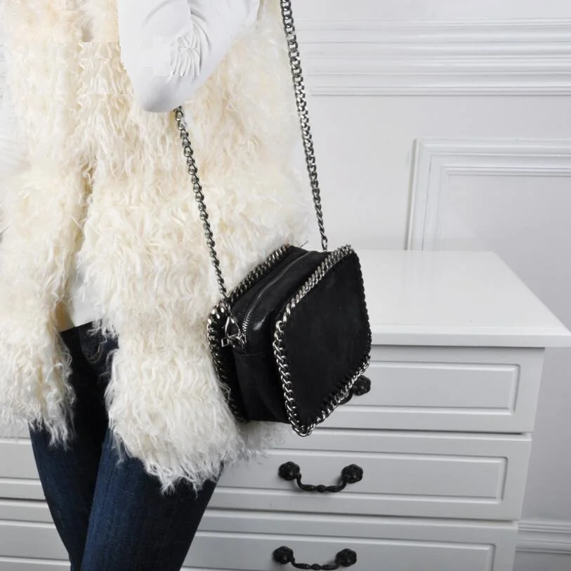 Eusnu Моды Цепи Края шутник Немного хлеба Женщины сумку Crossbody сумки На Ремне Кожаные
