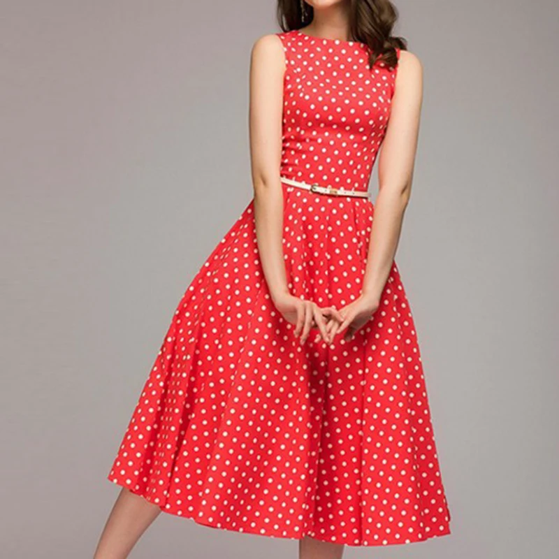 CALOFE женское ретро в горошек свободное платье Torridity платья без рукавов элегантный