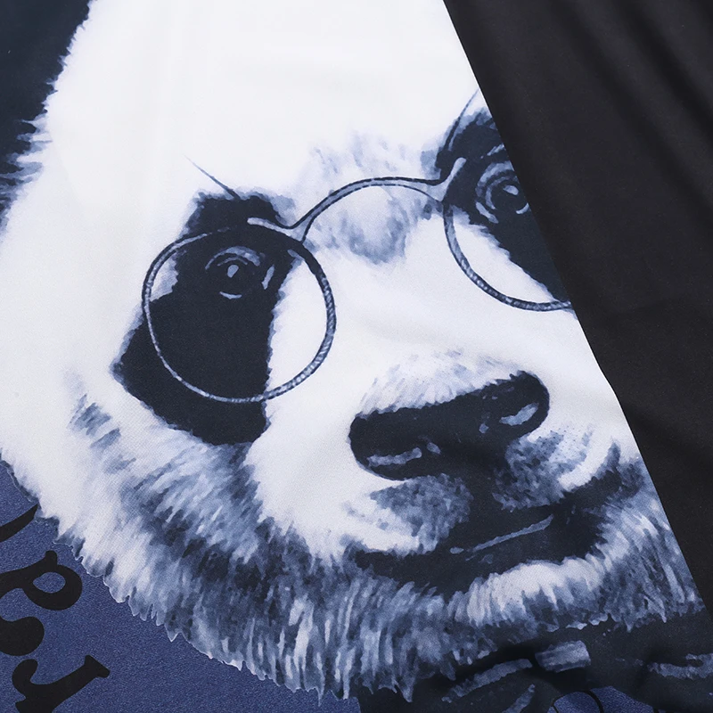 Новинка 2019 Европейская мода женское летнее черное платье принт с пандой оборками