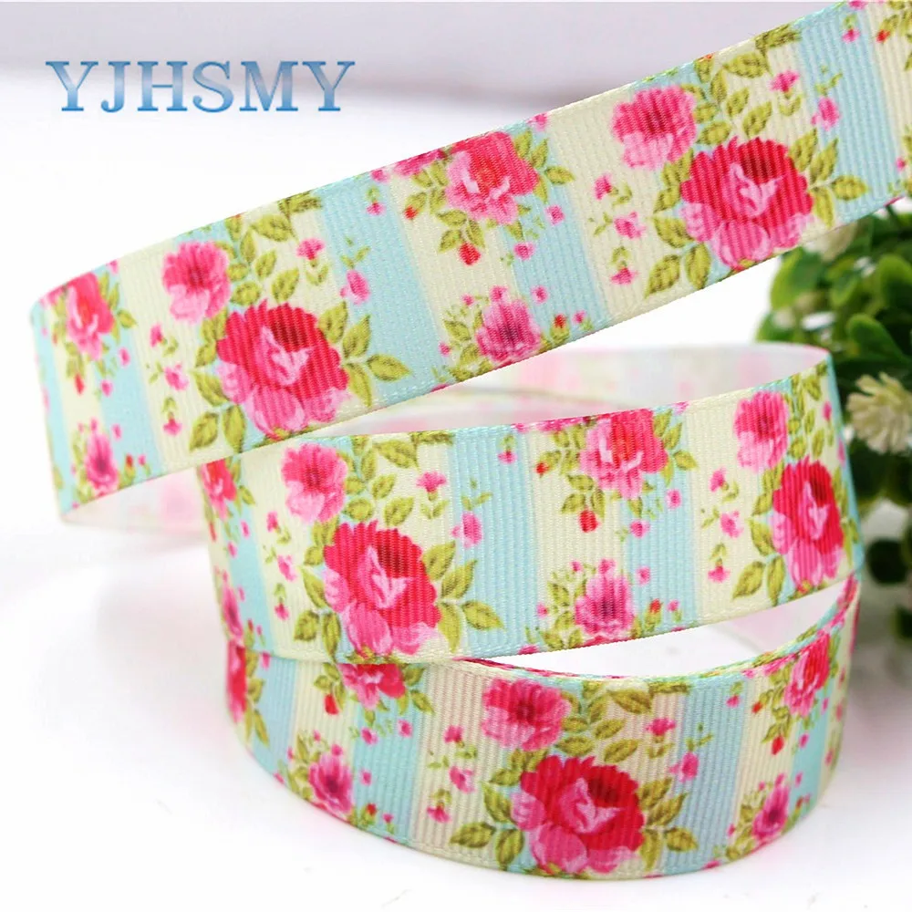 YJHSMY H 17523 941 10 ярдов 22 мм мультфильм цветок термопечать grosgrain Свадебные аксессуары