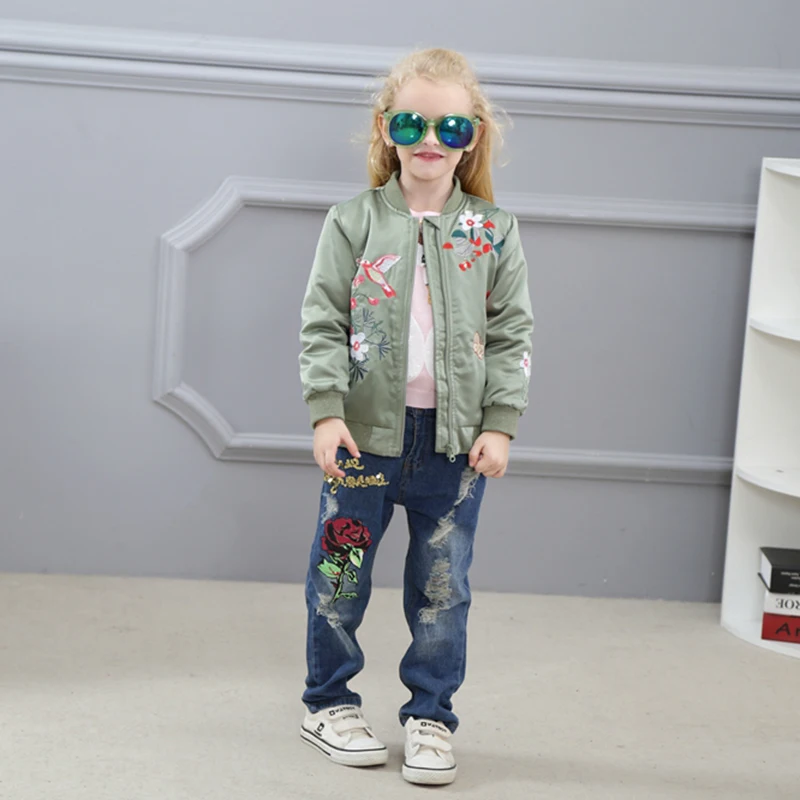 R&ampZ Baby Girls Coat 2019 Winter Flower Printing Embroidery Chinese Style Zipper Thickened Cotton Long Sleeve Jacket for Kids | Детская