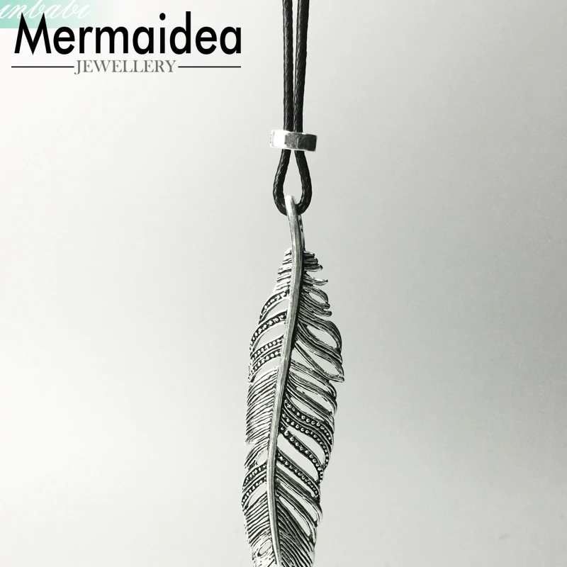 Ts перо кожа модный подарок для женщин мужчин сердце Rebel Посеребренная Мода