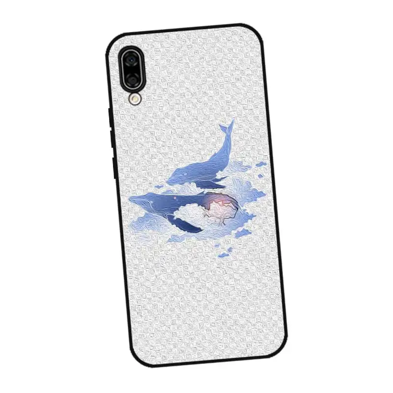 N466 Whale And Sea Black Silicone Case Cover For Huawei Honor 6A 6C 6X 7C 7X 8 Lite Pro |