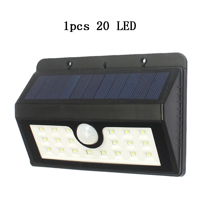1pcs 20 LED IVYSHION 1/2/4 шт. 20 светодиодный солнечный светильник двор светильники бра 3 режима Беспроводной движения Сенсор IP66 Водонепроницаемый настенный светильник - Испускаемый цвет: 1pcs 20 LED