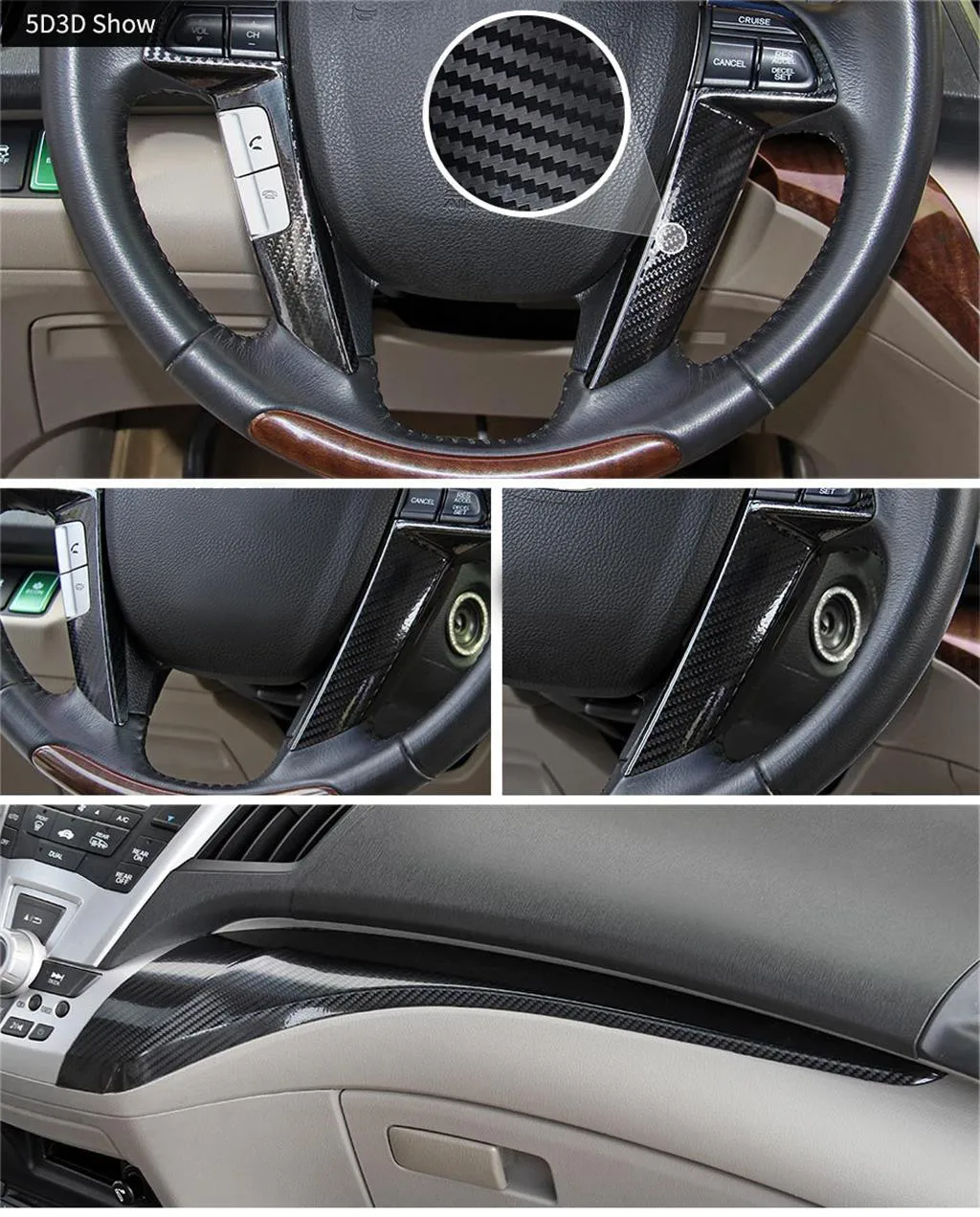 Черные модные 5D виниловая наклейка из углеродного волокна для автомобиля