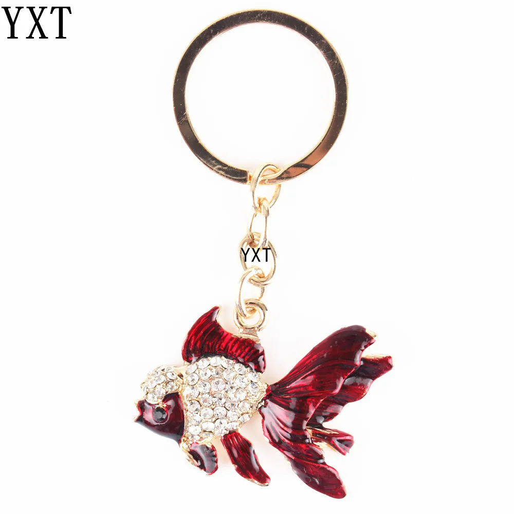 

Lovely Red Goldfish Cute Crystal Charm Purse Handbag Car Key Keyring Keychain Party Wedding Birthday Friend Lover Gift