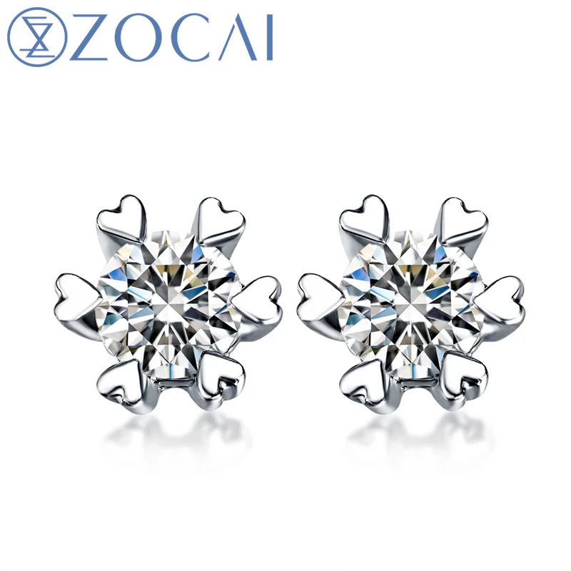 Классические сережки гвоздики ZOCAI из 100% натурального бриллианта 0 38 карат H/SI Platinum