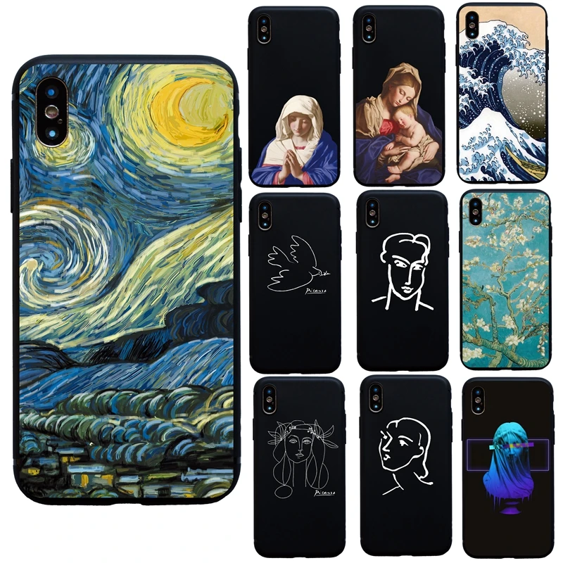 Мягкий силиконовый чехол Ван Гога солнца Девы Марии художника для iphone 7 8 Plus X XS Max XR