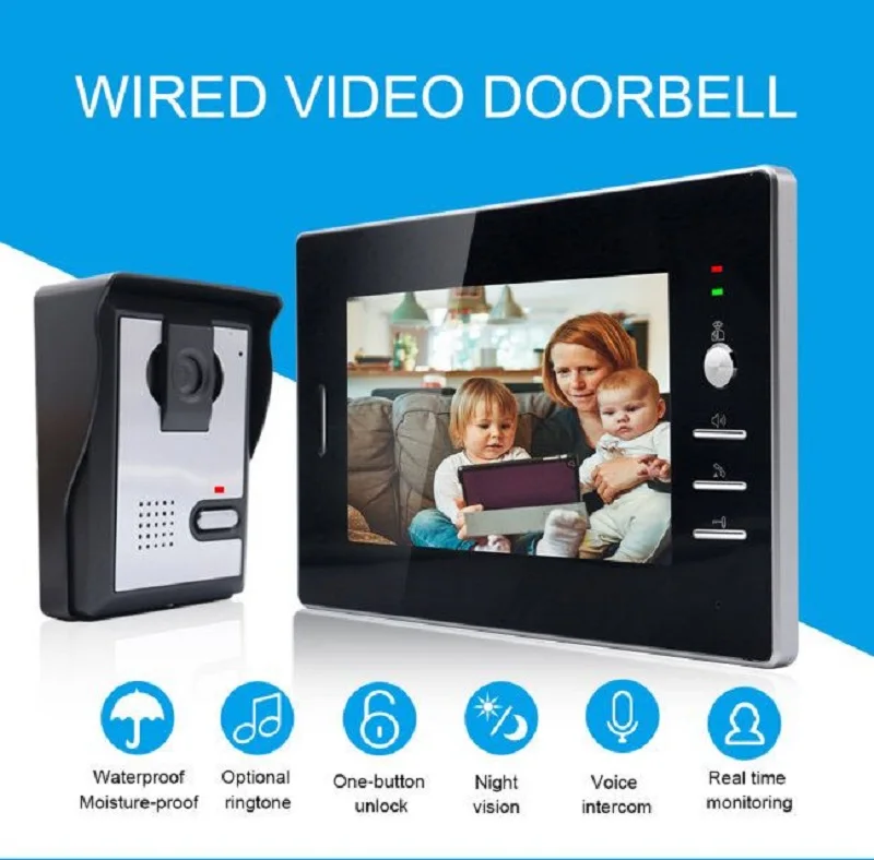 Saful 7 ''lcd Проводной Видео дверной телефон визуальный видеодомофон Громкая связь ИК камера ночного видения дверной звонок Домофон Система