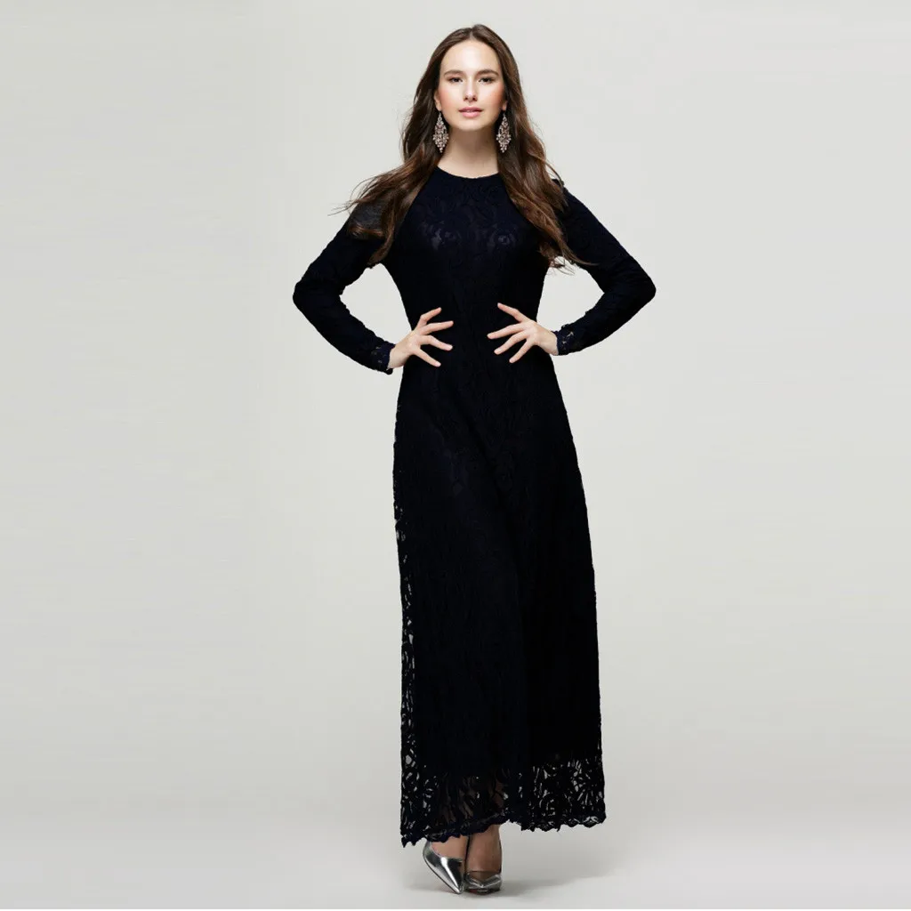 Женское мусульманское платье с жемчугом Abaya свободное однотонное большого