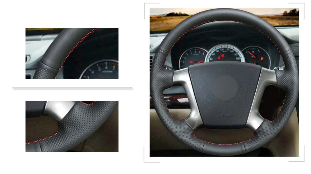 Черный PU искусственная кожа DIY Ручная прошитая крышка рулевого колеса автомобиля для Chevrolet Epica 2006 2007 2008 2009 2010 2011