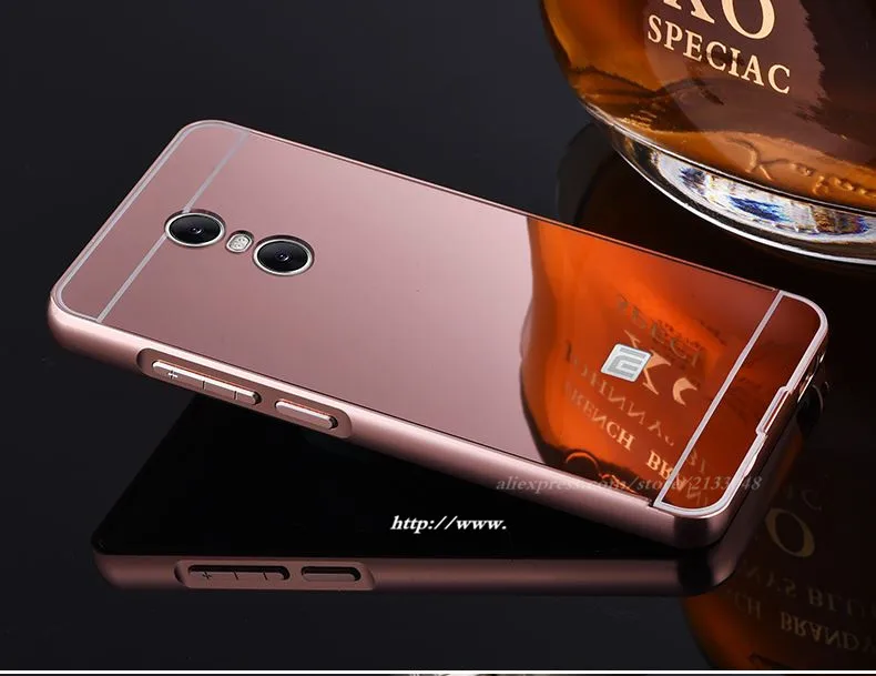 Роскошные золотое покрытие Алюминий металла Рамки + Зеркало чехол для Xiaomi Redmi Note 4x