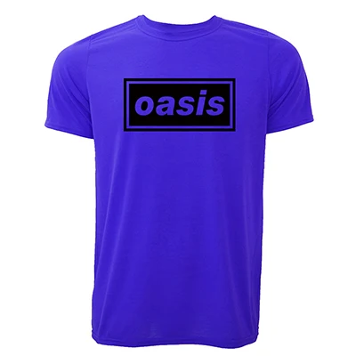 Модная футболка с принтом Oasis Новая мужская футболка с короткими рукавами и круглым вырезом из хлопка рок Мужская Повседневная футболка мужская футболка - Цвет: blue