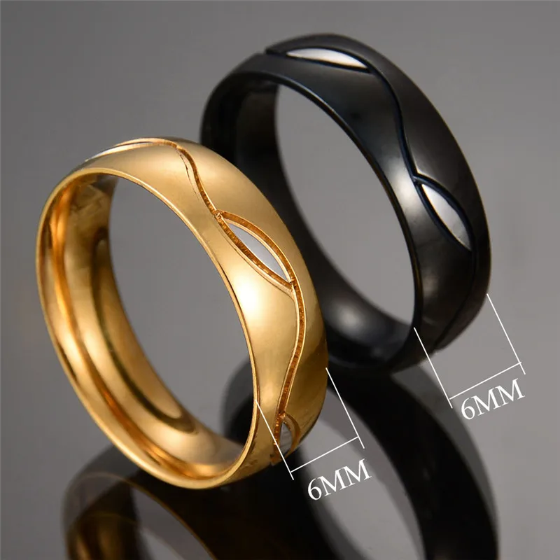Новый дизайн 6 мм широкое кольцо из нержавеющей стали для пар с волнистым узором