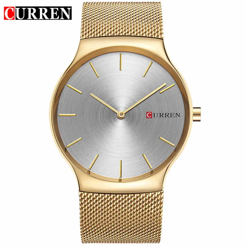 Curren Мужские часы Топ бренд роскошные золотые полностью Стальные кварцевые