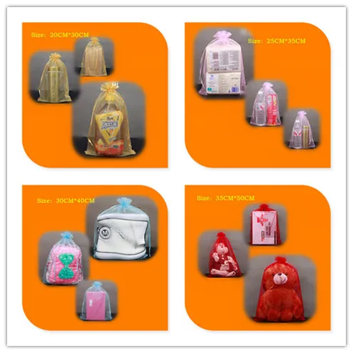 25 шт., 20x30, 25x35, 30x40, 35x50 см, тюлевые сумки из органзы, прозрачные Упаковочные сумки, свадебные подарочные мешки для конфет, товары для свадебной вечеринки 6Z