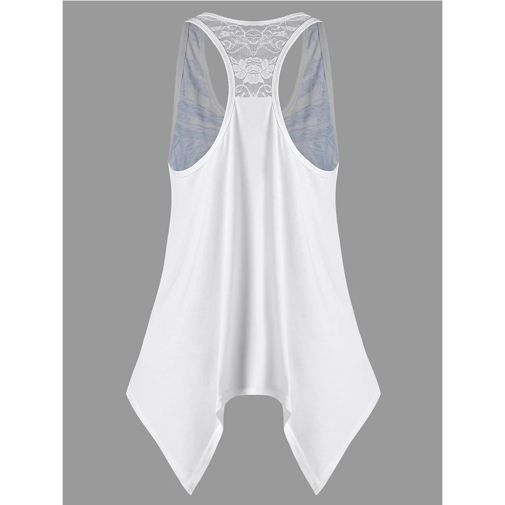 Женский кружевной топ VESTLINDA майка с принтом перьев и вставкой Летняя туника