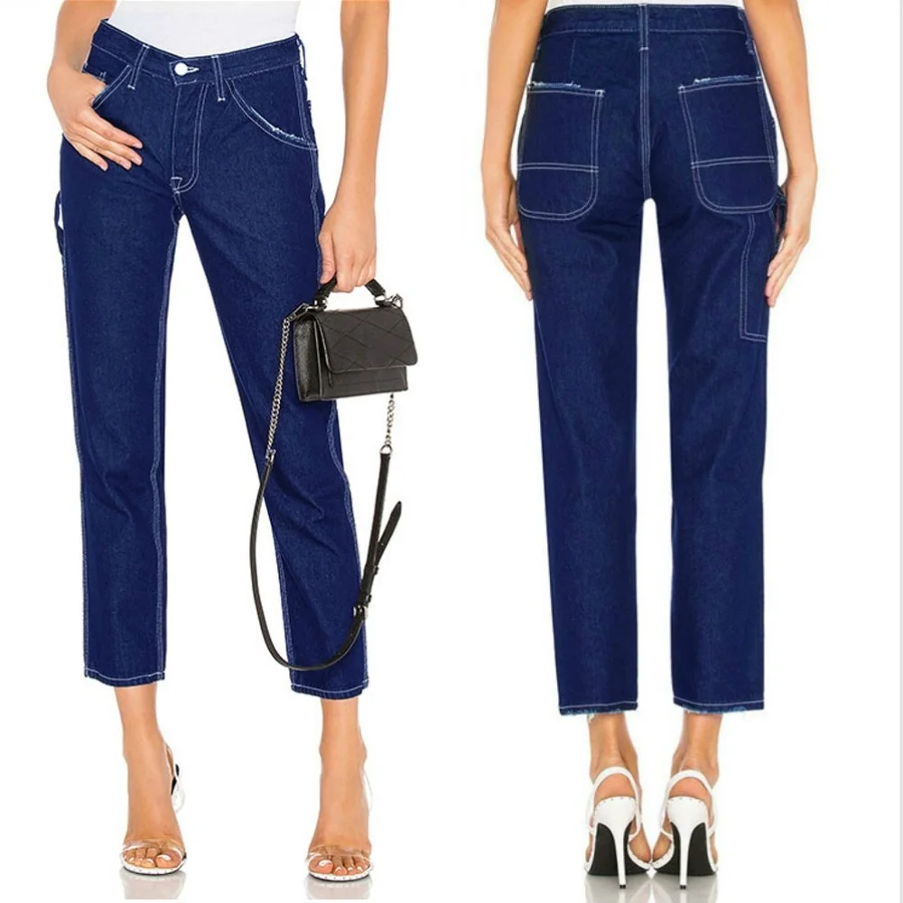 Женские Модные свободные джинсы со средней посадкой специальным вырезом и