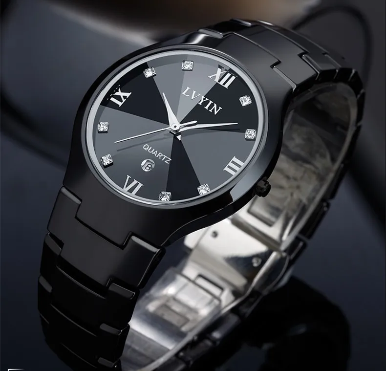 Relogio Montre Femme для влюбленных Черные Керамические нарядные часы кварцевые Деловые с