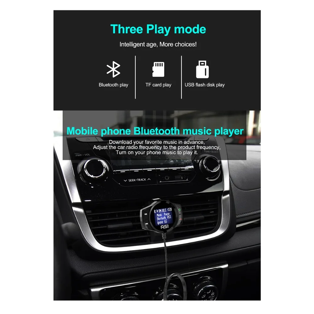 Onever Bluetooth зарядное устройство автомобильный FM модулятор стерео Авто MP3 плеер аудио адаптер fm-передатчик Быстрая зарядка Поддержка U диск TF