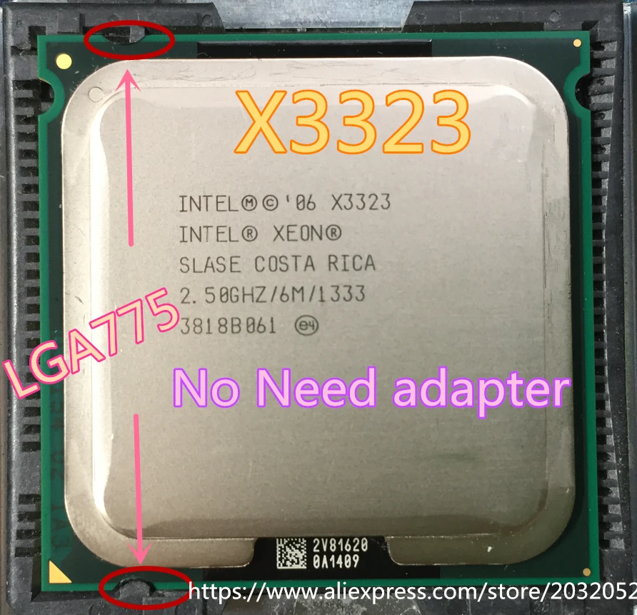 Процессор Intel Xeon X3323 2,5 ГГц/6 м/1333 близкий к LGA775 Core 2 Quad Q9400 cpuworks(материнская плата LGA 775 не требует адаптера