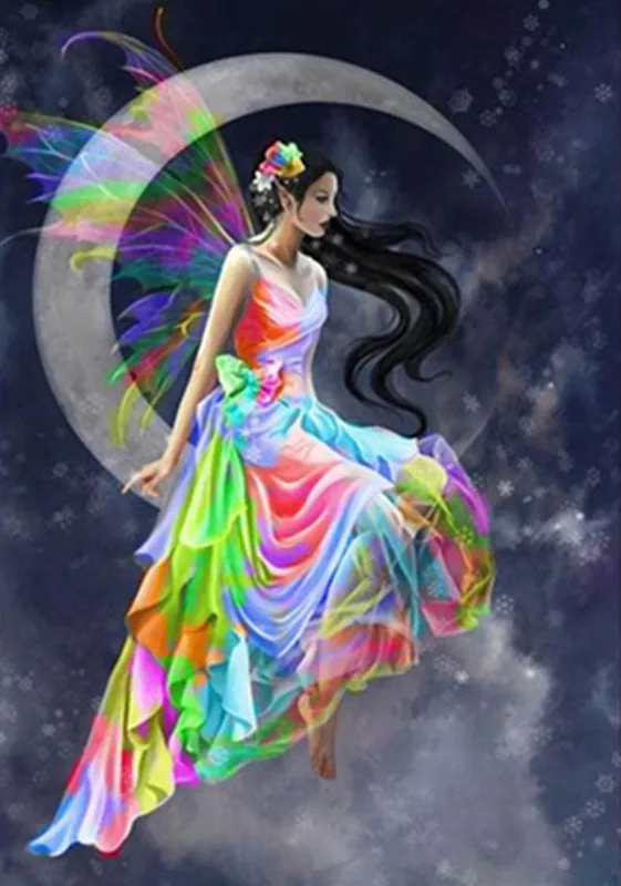 Diamond Painting Moon Fairy Embroidered 5D Diy Picture of Rhinestone Mosaic Home Decor | Дом и сад