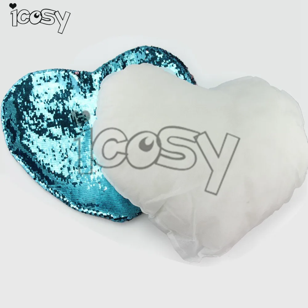 Icosy блестящая в форме сердца меняющаяся Двусторонняя Подушка со стразами два цвета Сделай Сам Русалка Бросок Подушка вставка декоративные подушки украшения для дома