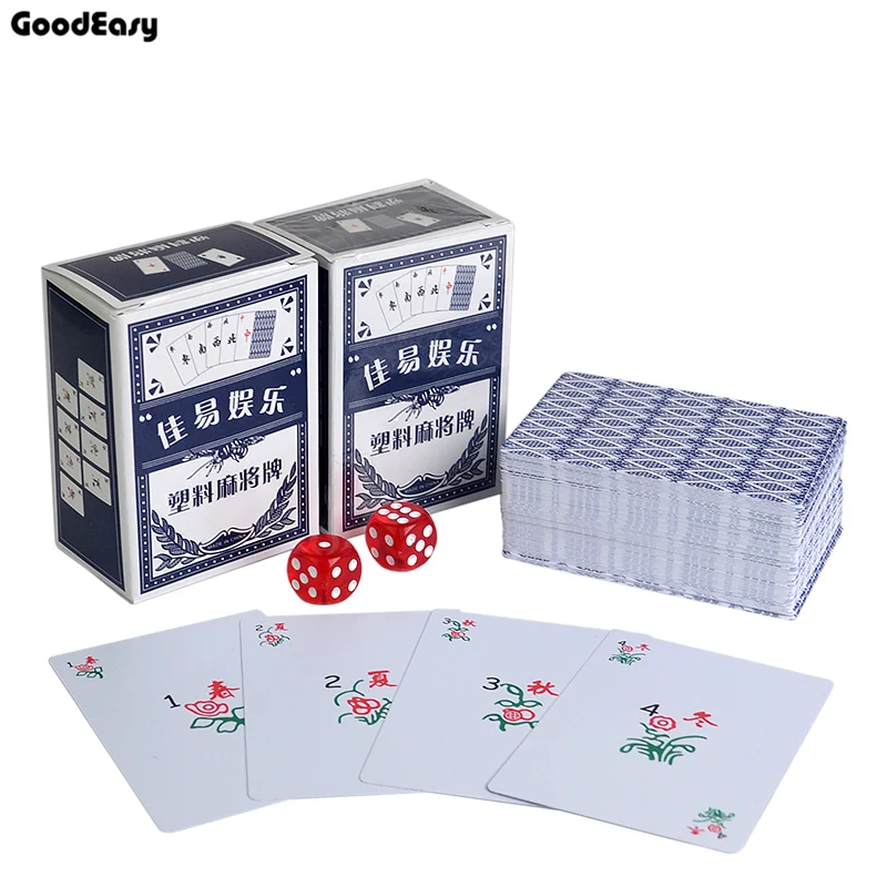 Водонепроницаемый Портативный Пластик маджонг игральные карты в комплекте с 2