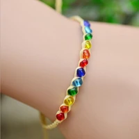 qiyufang new colorful crystal stone vintage bracelets glass bead bracelet chain luckly best wish pandent gift men wedding women