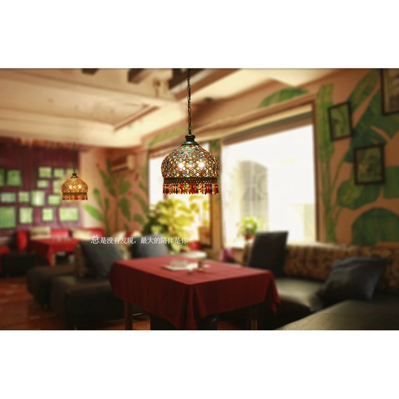 Bohemian Crystal Pendant Lamp Light Wrought Iron Lamps for Kitchen Island Dining Living Room Decoration Mediterranean | Освещение