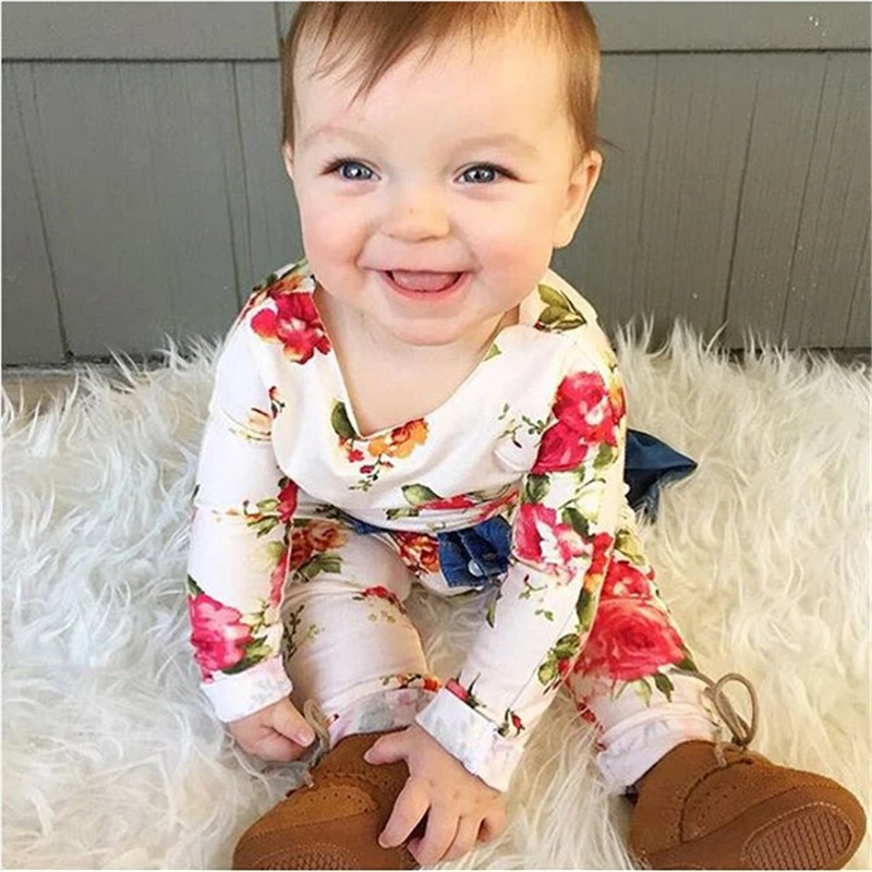 Милый хлопковый комбинезон для новорожденного девочки с длинными рукавами и