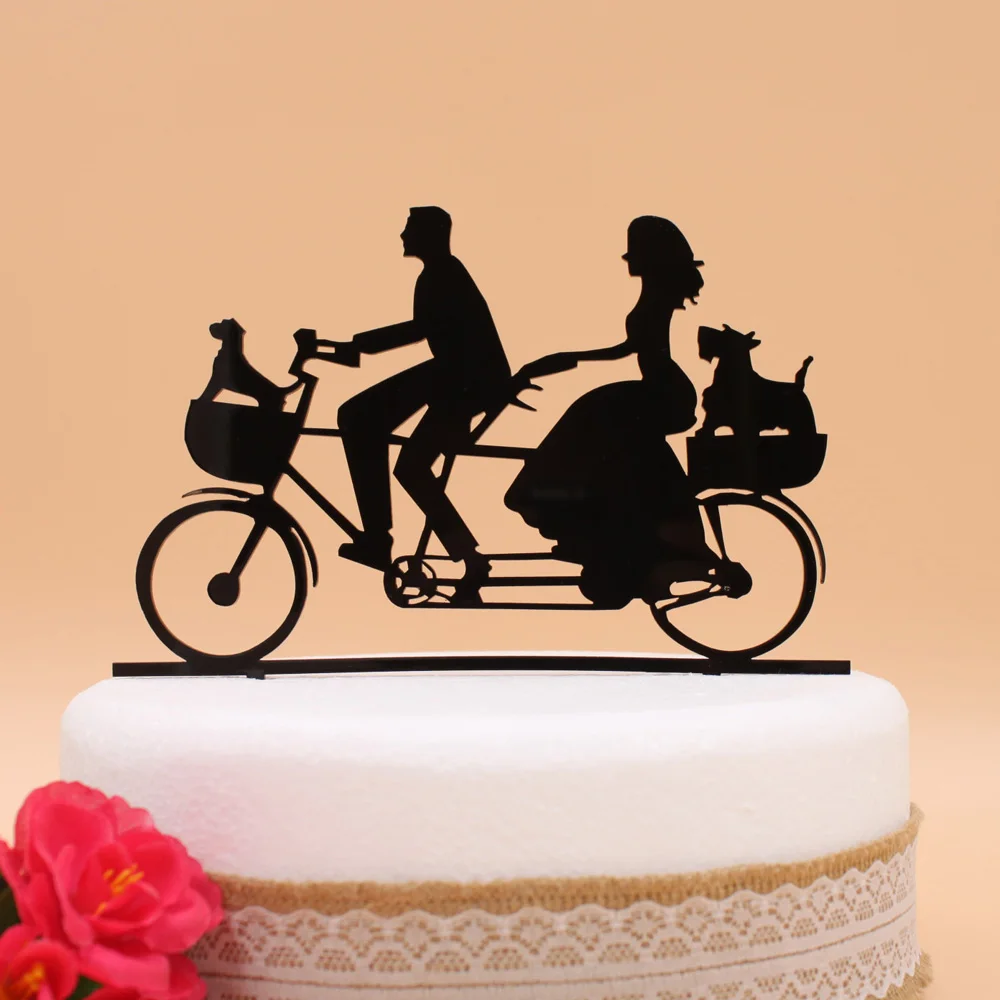 Free Shipping Acrylic Big Day Wedding Cake Topper/Wedding Stand/ Couple tandem bicycle/Cake Decorating Supplies | Дом и сад