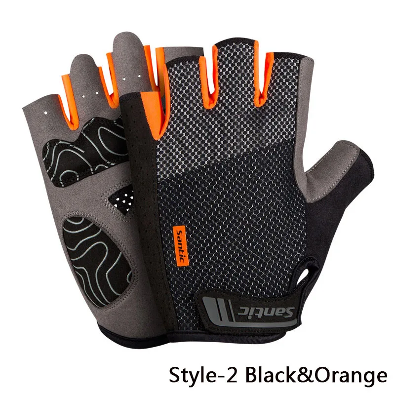 Orange black-Style 2 SANTIC мужские и женские профессиональные перчатки для велоспорта, перчатки для шоссейного велосипеда, дышащие противоскользящие перчатки для горного велосипеда, противоударные - Цвет: Orange black-Style 2